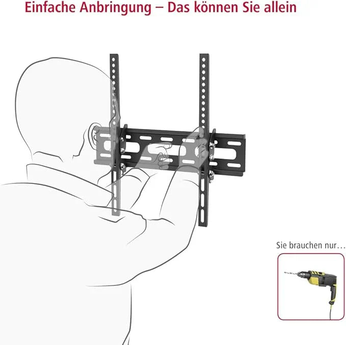 Hama FIX TV Wall Bracket, 1 Star,  191 cm (75') 40Kg - Black