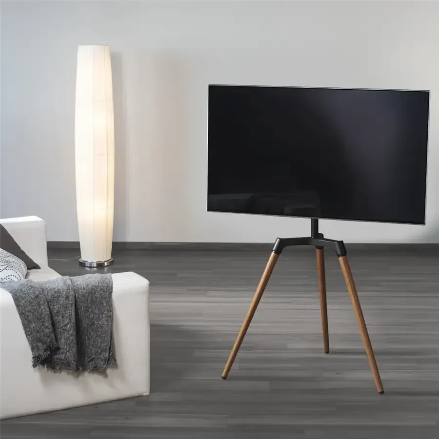 Hama Real Wood TV Stand, 65-inch TV Stand, 165 cm, Variable Height - Black