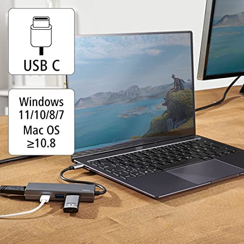 Hama USB-C Hub, Multiport, 4 Ports, 2 x USB-A, USB-C, HDMI