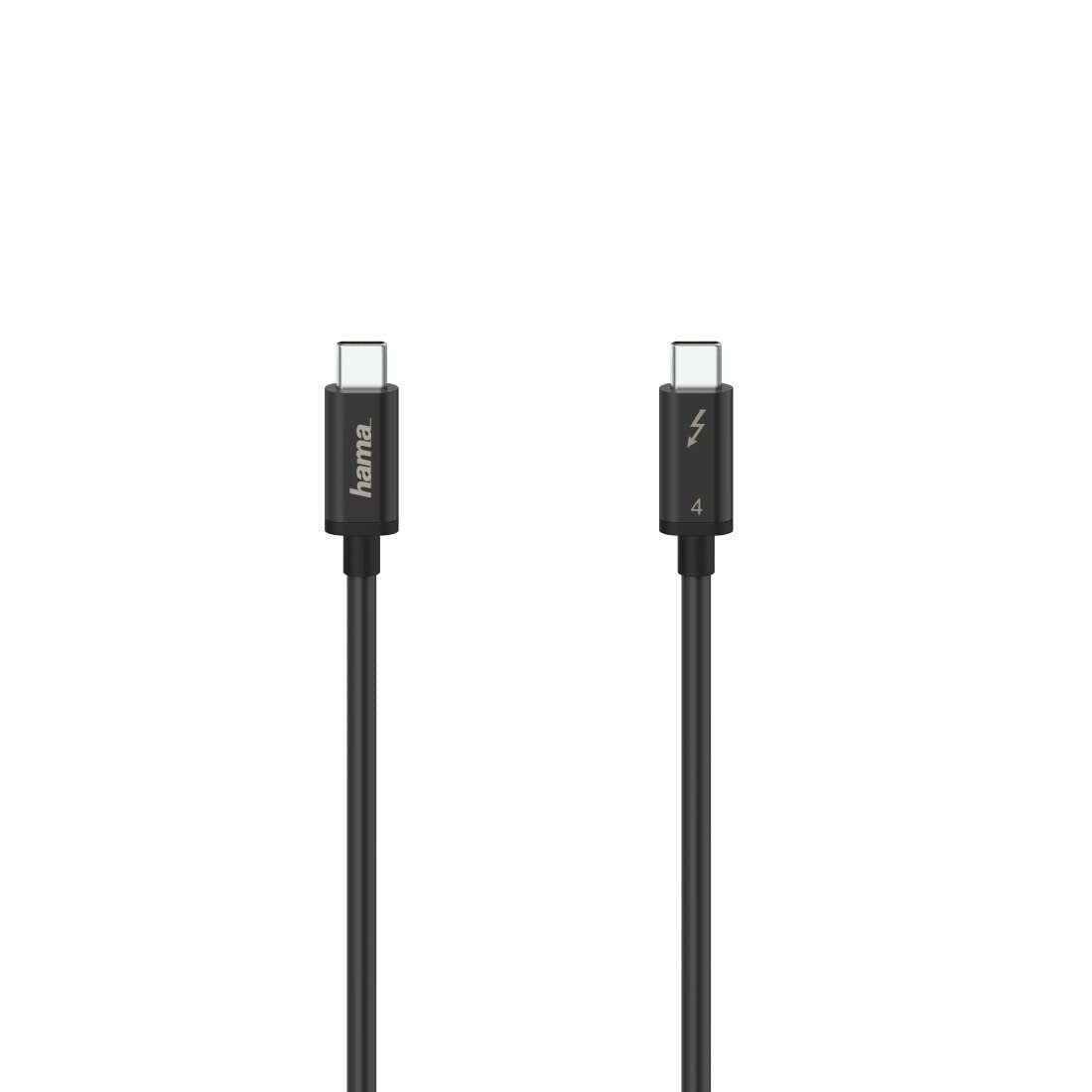 Hama USB-C Thunderbolt-4 Cable, 40 Gbit/s, 5A, 100W, Ultra-HD 8K, 0.80 m