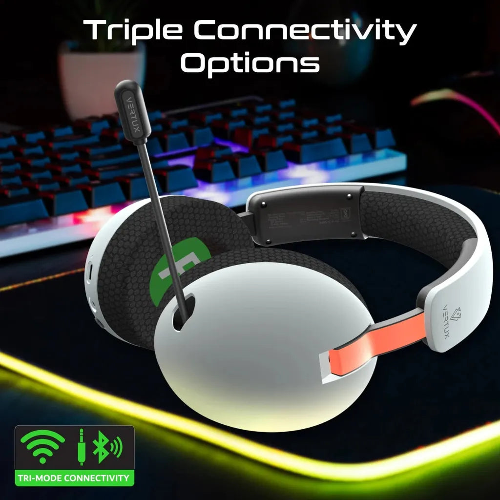 High-Performance Tri-Mode Connectivity Gaming Headset with Retractable Microphone