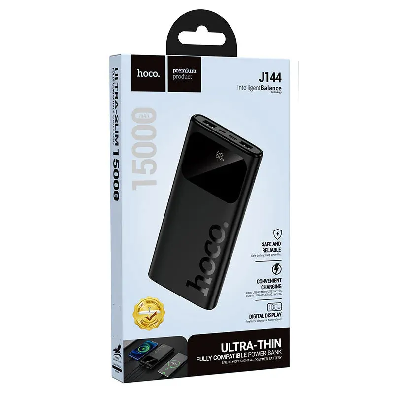 Hoco 15000mAh Ultra-Thin Dual USB Power Bank with Digital Display
