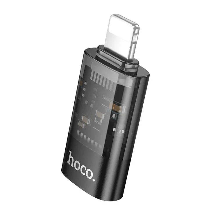 Hoco 8 Pin Male to USB-C / Type-C Female OTG Transparent Adapter – Black