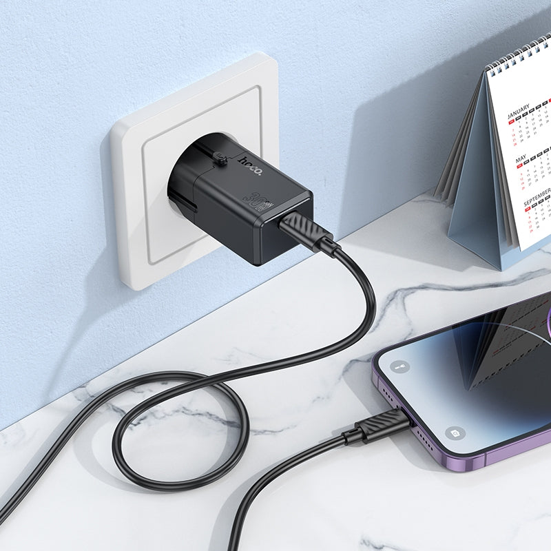 Hoco AC25 Mini Single Port PD30W Universal Travel Charger – Black