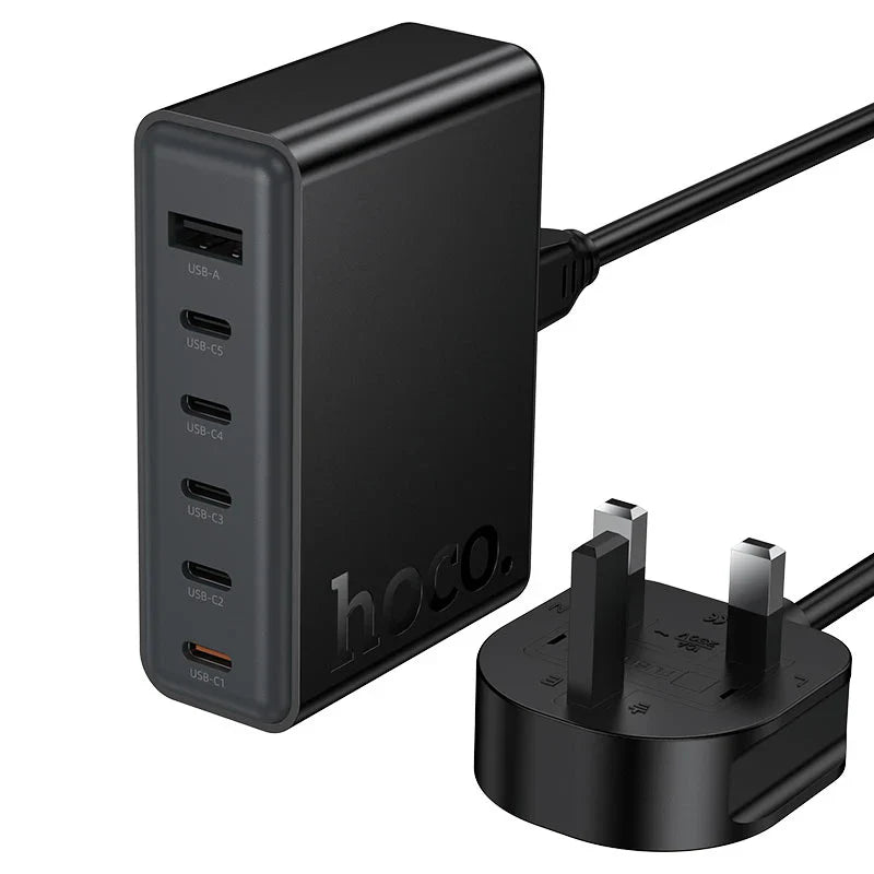Hoco C150B Modern Charging Station – 45W PD Fast Charger with USB-C + USB-A Ports (UK Plug)
