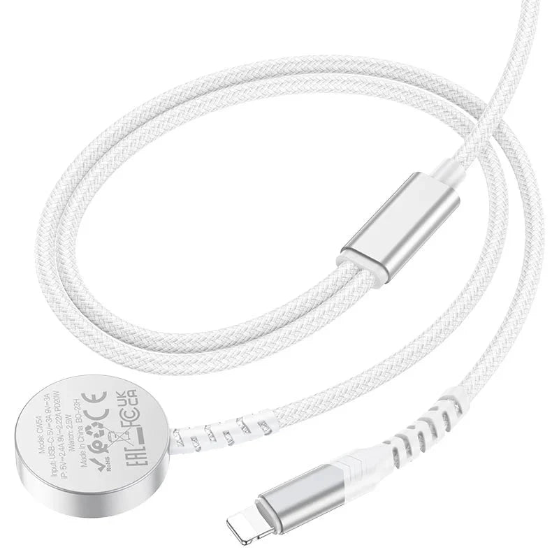 Hoco CW54 2-in-1 charging cable iP+iWatch - White