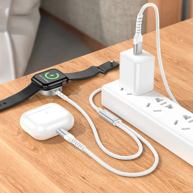Hoco CW54 2-in-1 charging cable iP+iWatch - White