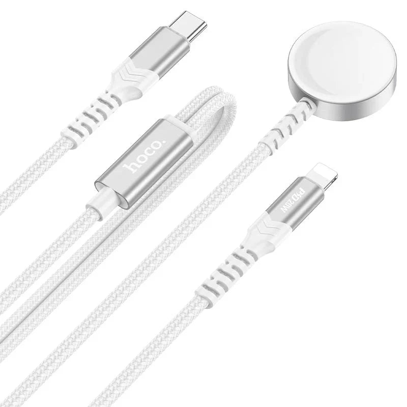 Hoco CW54 2-in-1 charging cable iP+iWatch - White