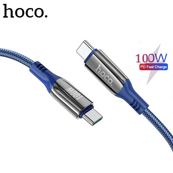 Hoco Cable Type-C to Type-C S51 Extreme 100W charging data sync – Blue