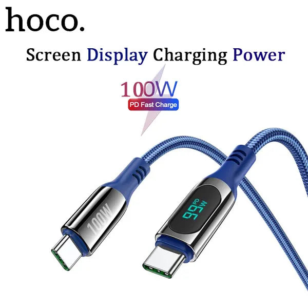 Hoco Cable Type-C to Type-C S51 Extreme 100W charging data sync – Blue