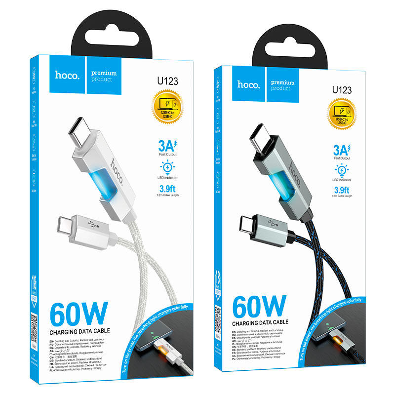 Hoco Cable Type-C to Type-C U123 Regent PD 60W fast charge – White