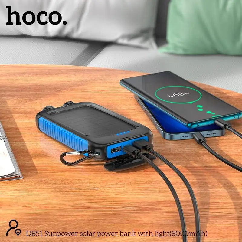 Hoco DB51 Sunpower Solar Power Bank With Light 8000mAh