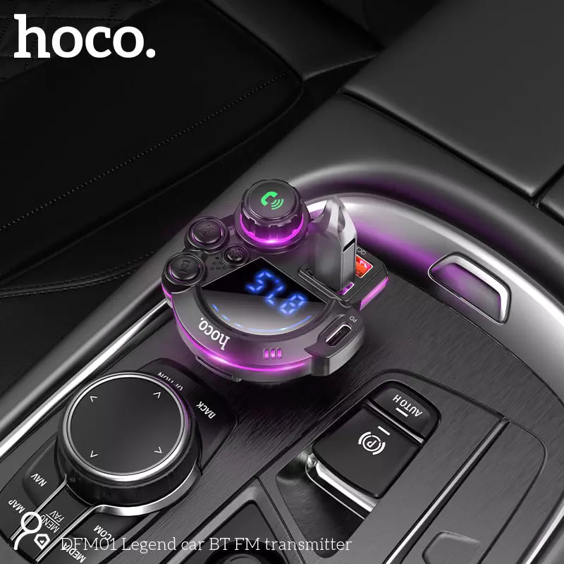 Hoco DFM01 LED Indicator BT FM Transmitter 38W – Black