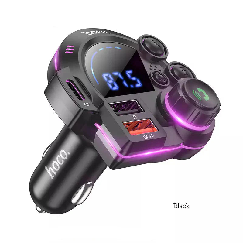 Hoco DFM01 LED Indicator BT FM Transmitter 38W – Black