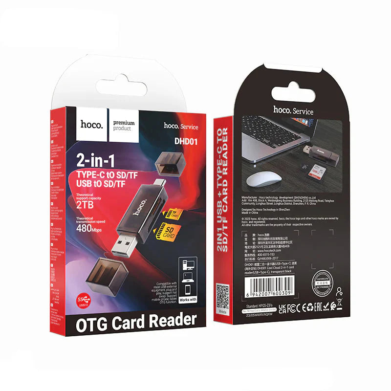 Hoco DHD01 2in1 Type-C to USB OTG Card Reader
