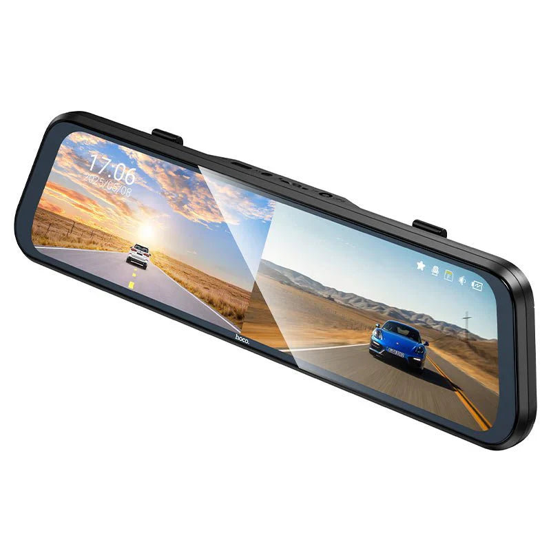 Hoco DV16 Mirror Dual Channel Dash Cam 9.66 Touch Display Front + Rear Recording