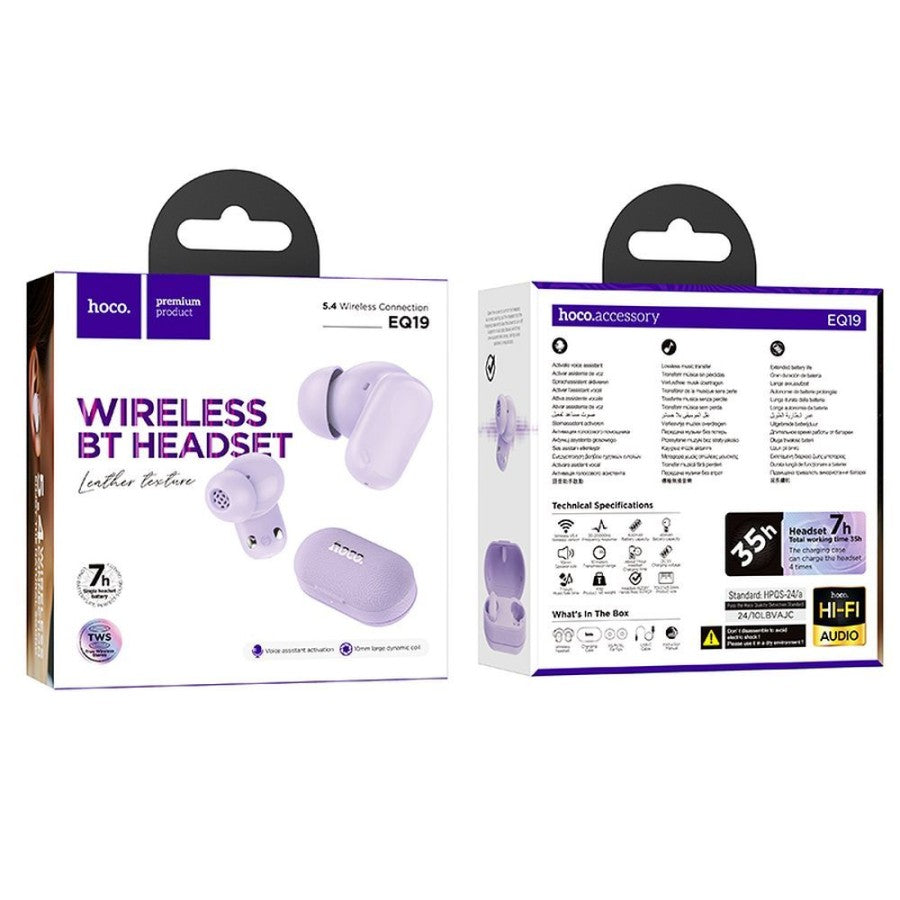 Hoco Duke V TWS Earphones True Wireless Bluetooth 5.3 with Charging Case - Purple