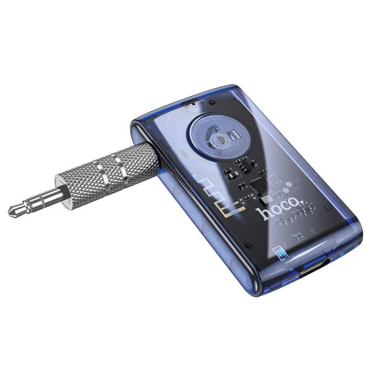 Hoco E66 Explorer Edition Car AUX Bluetooth Receiver Blue Transparent