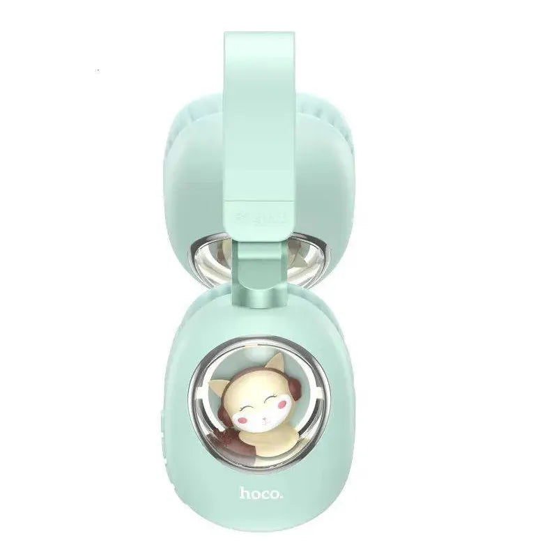 Hoco ESD11 Cute Luminous Bluetooth Headphones - Stylish Sound with LED Lights Green