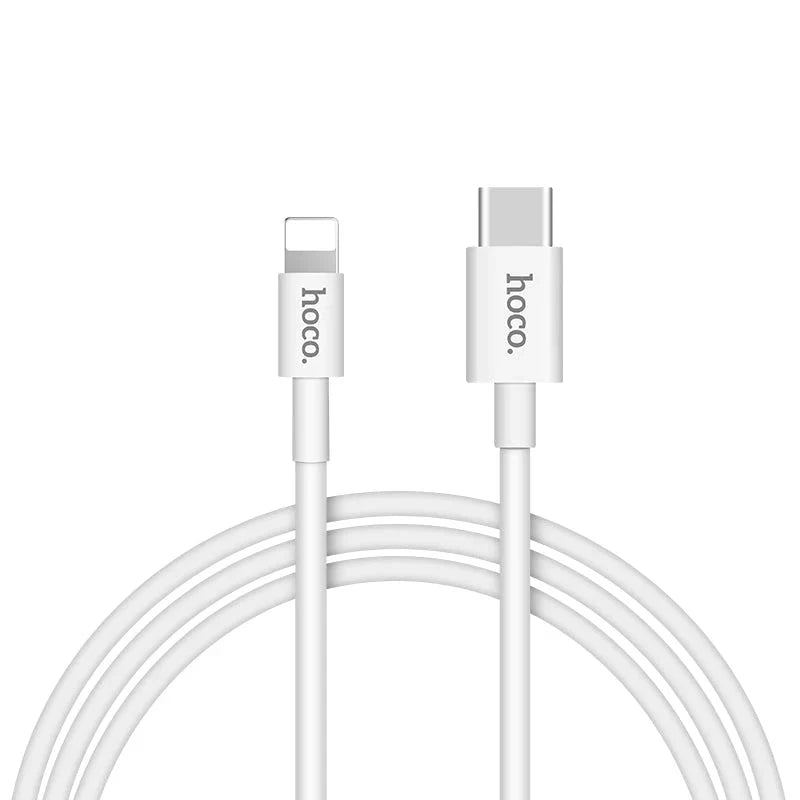 Hoco Fast Charger Set with Cable - 20W / Type-C / Lightning / White