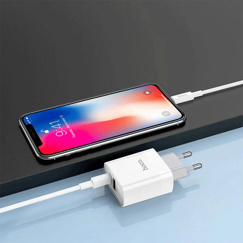 Hoco Fast Charger Set with Cable - 20W / Type-C / Lightning / White
