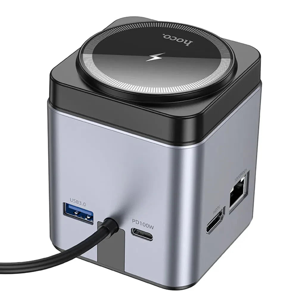 Hoco HB49 – 9in1 Magnetic Wireless Fast Charging Station – PD100W Type-C to HDMI