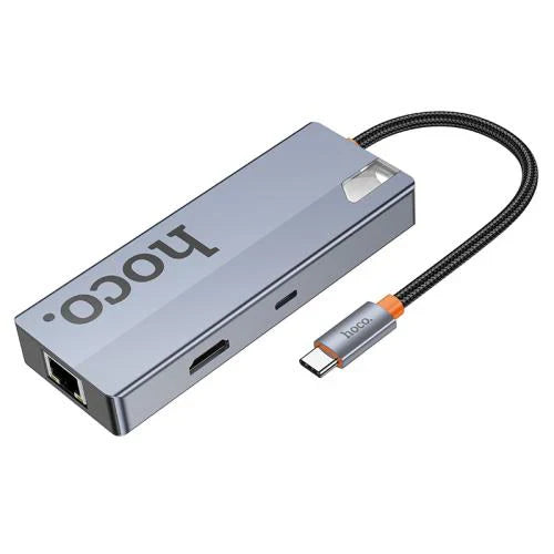 Hoco HB51 6-in-1 Type-C Multiport Converter – HDMI, RJ45, PD & 3x USB 3.0 Hub