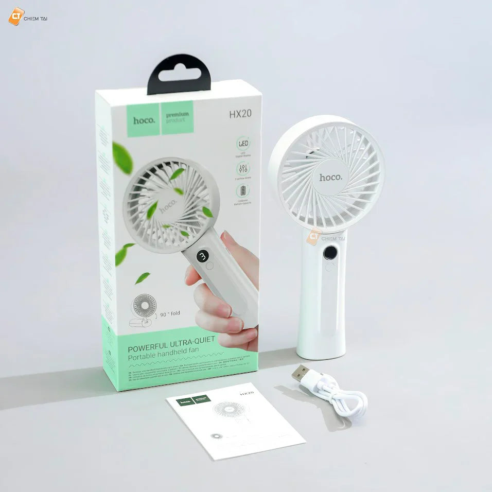Hoco HX20 Mini Rechargeable Fan – 3-Speed Cool Wind | 1200mAh