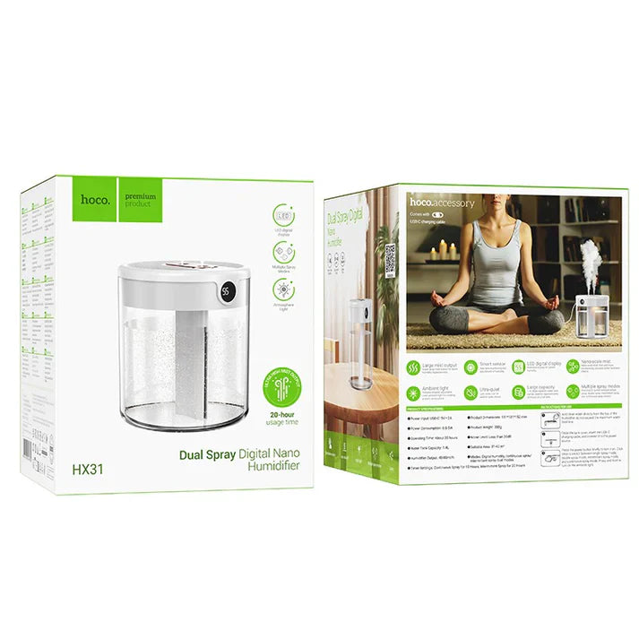 Hoco HX31 Desktop Humidifier – Cool Mist Aroma Diffuser (White)