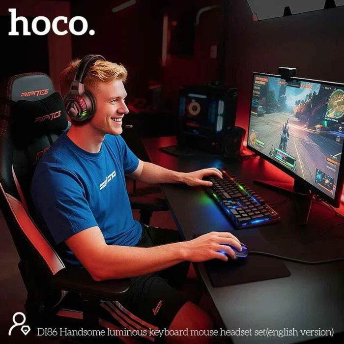 Hoco Handsome Luminous Gaming Combo – 4-in-1 Set (Keyboard, Mouse, Mouse Pad & Headset)