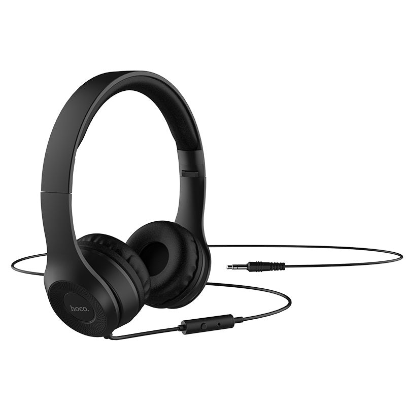 Hoco Headphones W21 Graceful charm wired headset with mic – Black