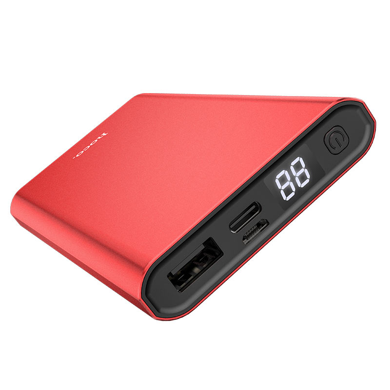 Hoco J68 Resourceful 10000mAh Power Bank – Dual Output | Compact - Red