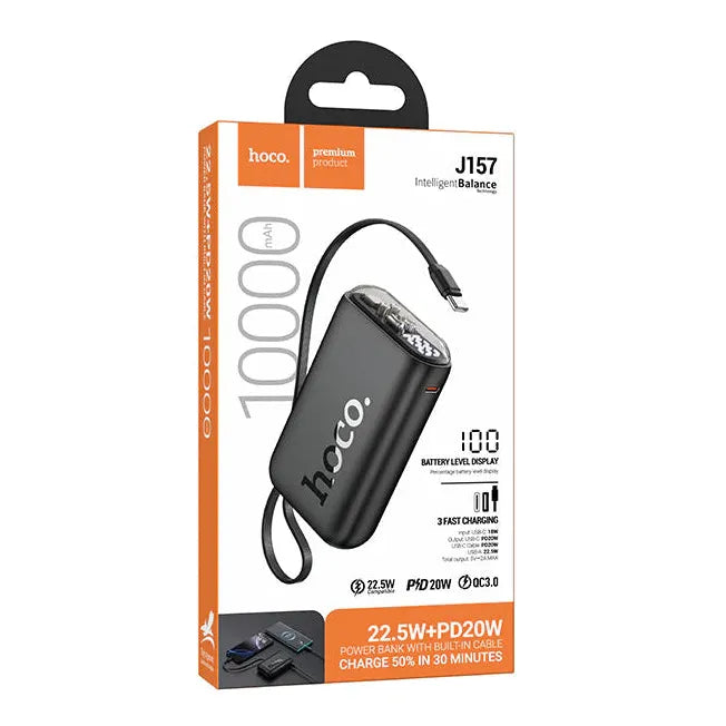 Hoco Leader 22.5W + PD20W Power Bank – 10,000 mAh Fast Charger - Black