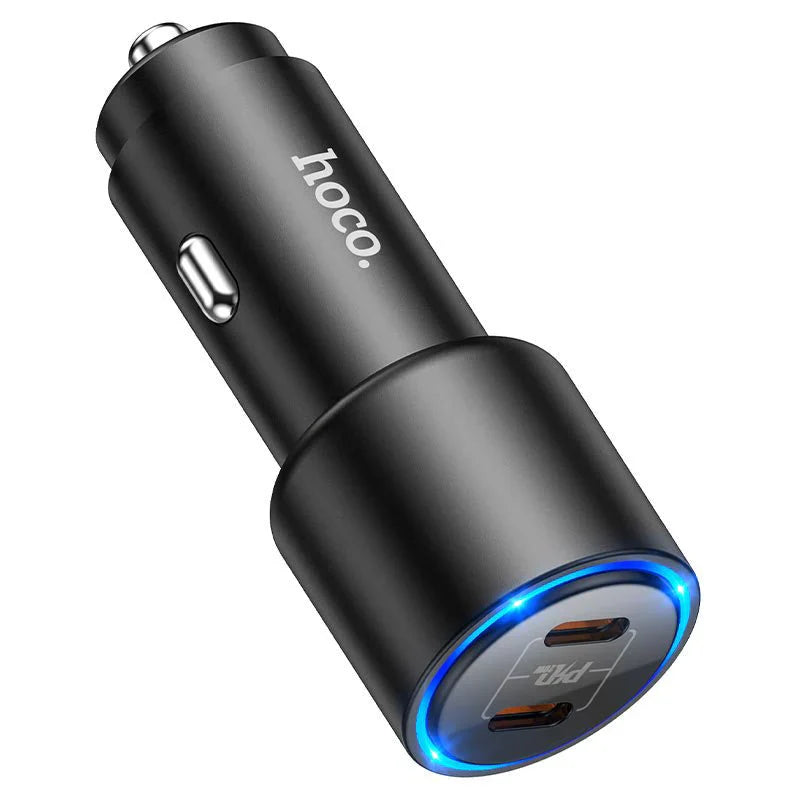 Hoco NZ3 LED Light Car Charger - Type-C / Lightning / Black