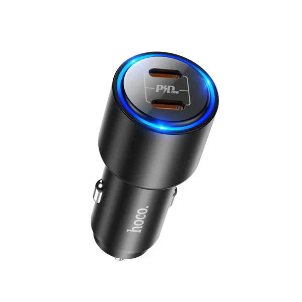 Hoco NZ3 LED Light Car Charger - Type-C / Lightning / Black