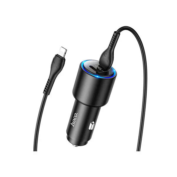 Hoco NZ3 LED Light Car Charger - Type-C / Lightning / Black