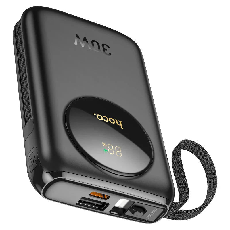 Hoco Q19 Lucky 30W 10000mAh Power Bank with Digital Display & Cable - Black