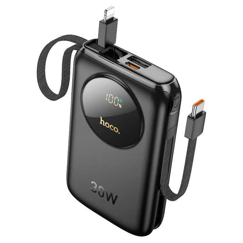 Hoco Q19 Lucky 30W 10000mAh Power Bank with Digital Display & Cable - Black