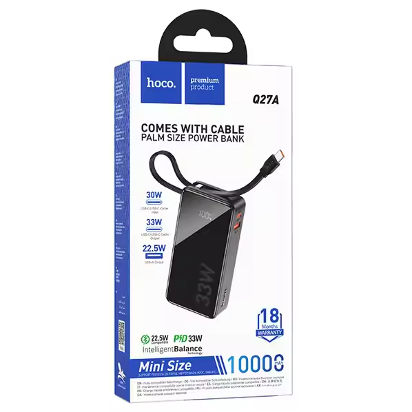 Hoco Q27A 33W 10000mah Power bank – Black