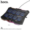 Hoco RGB Notebook Multi-Fan Cooling Stand – Adjustable Laptop Cooler (8 Fans, Black)