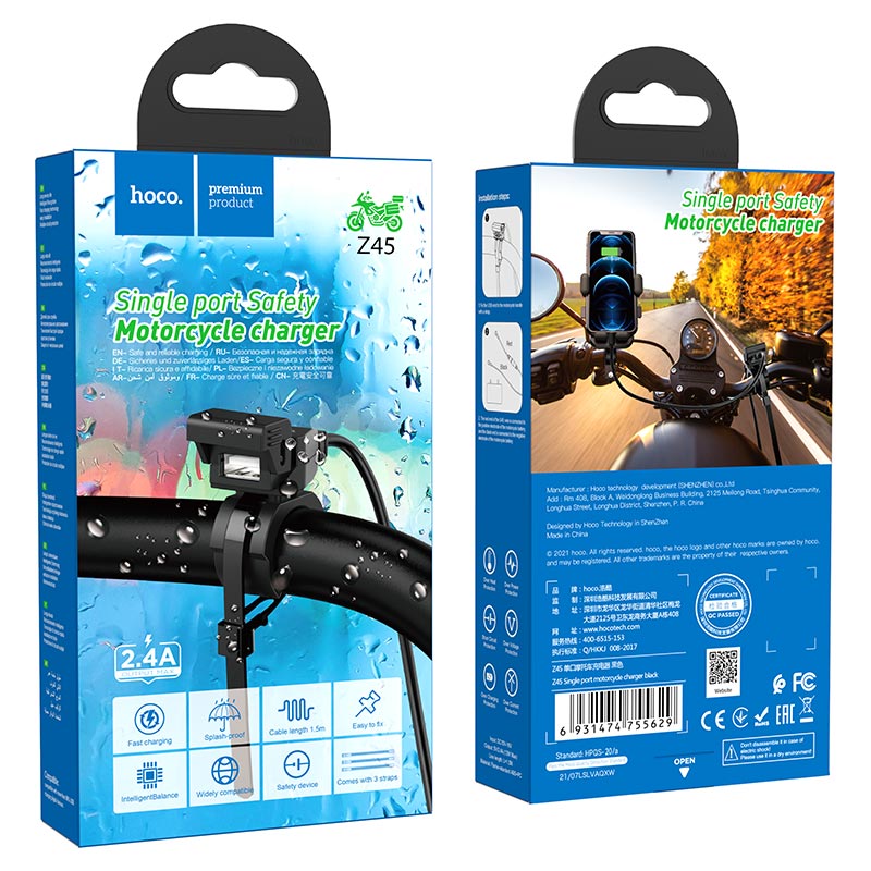 Hoco Single Port Safety Motorcycle charger Z45