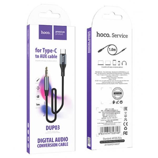 Hoco Type-C to AUX Digital audio conversion cable DUP03 1m Black