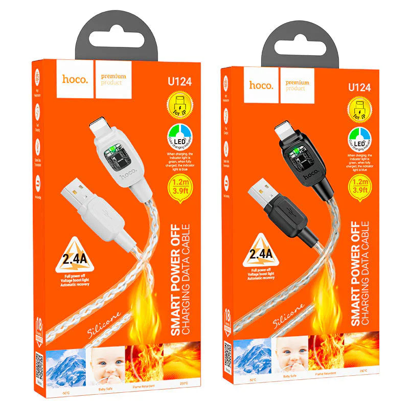 Hoco U124 Stone silicone intelligent power-off charging data cable iP