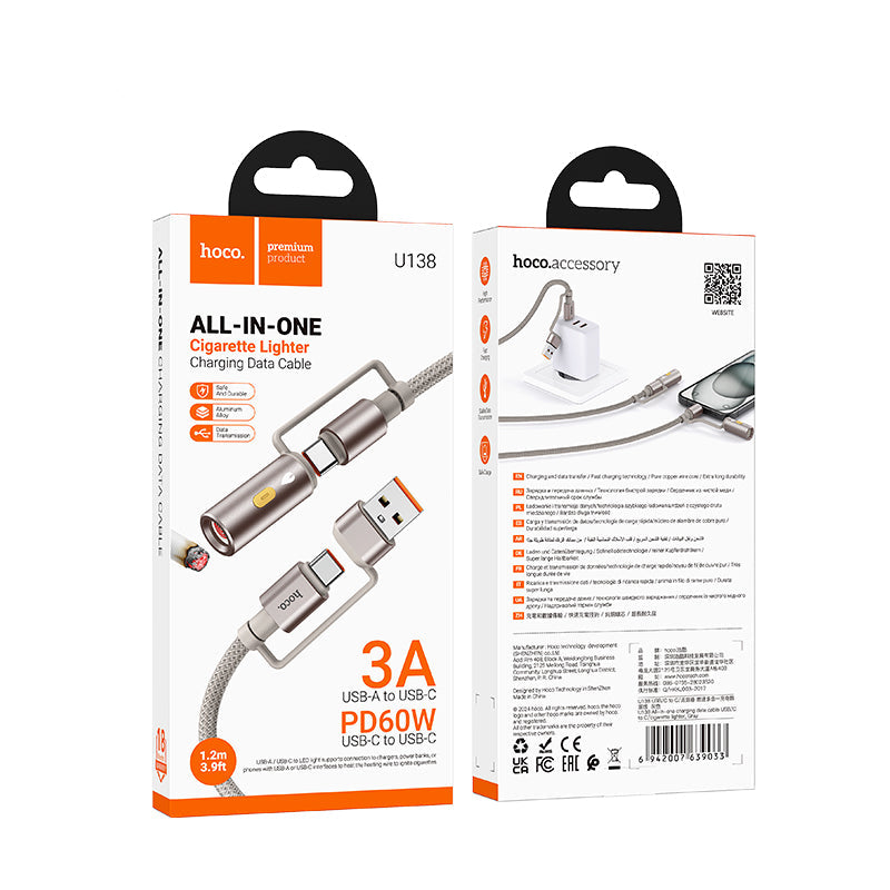 Hoco U138 All in One Charging Cable With Lighter