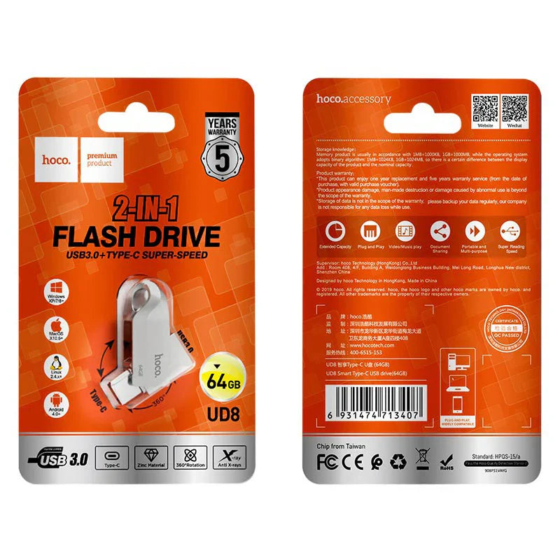 Hoco UD8 Type C 2in1 64gb Flash Drive