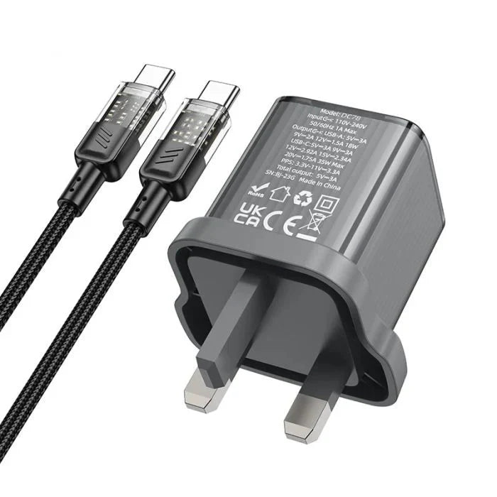 Hoco Wall Charger Dual Port PD35W+QC3.0 with Charging Cable Type-C to Type-C by Hoco- dc78