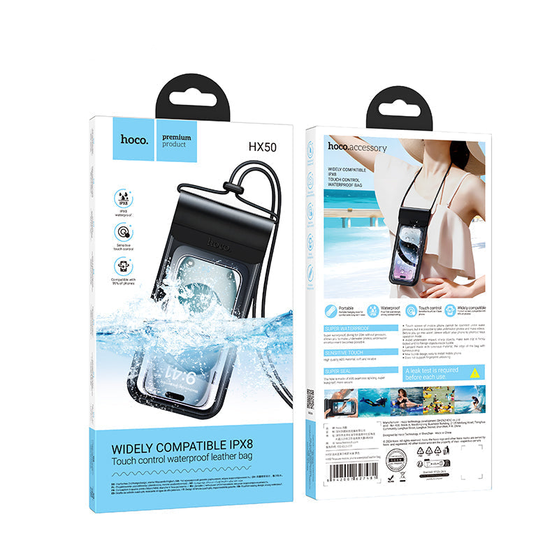 Hoco Widely Compatible Ipx8 Waterproof Leather Bag (HX50) – Black