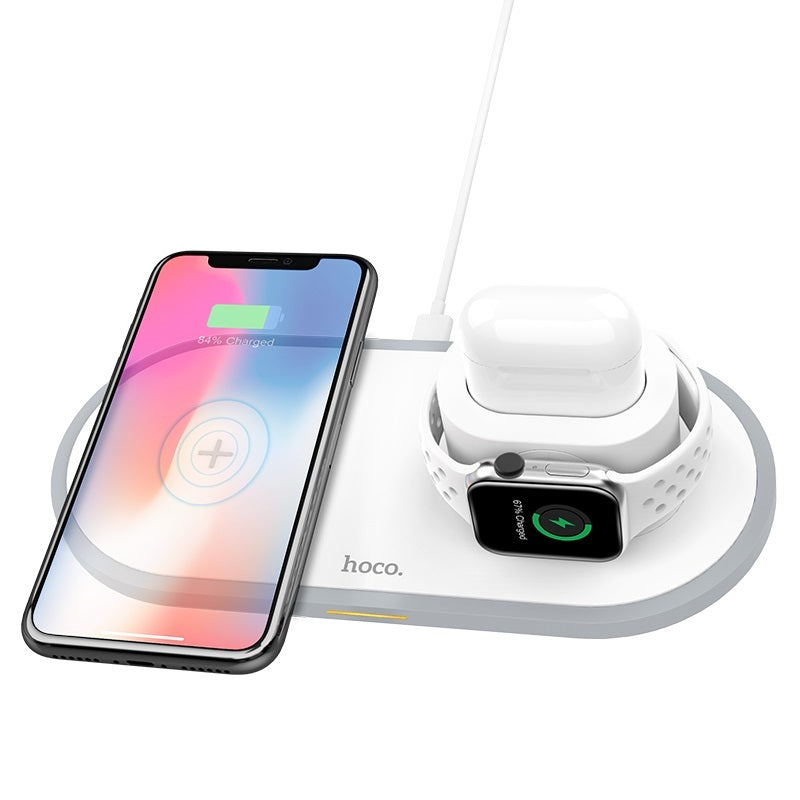 Hoco Wireless charger CW21 Wisdom 3-in-1 tabletop charging – White