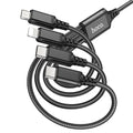 Hoco X76 4-in-1 Charging Cable - Lightning / 2x Type-C / Micro USB / 1 Meter / Black
