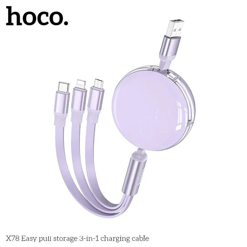 Hoco X78 Easy pull storage 3-in-1 charging cable